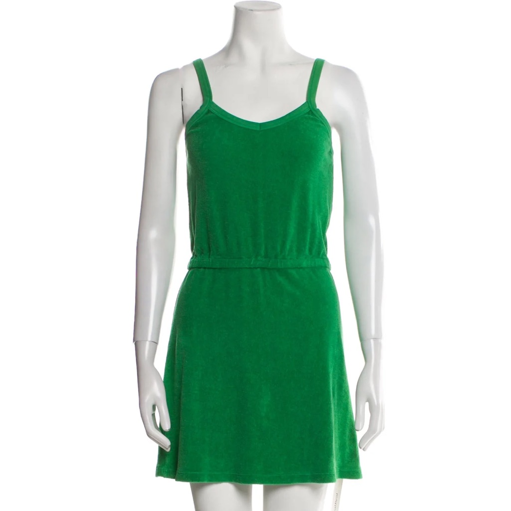 Suzi Kondi Bright Green Dita Mini Tank Dress In Beach Terry